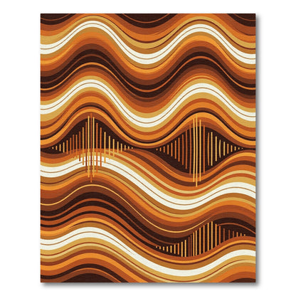 Retro Earth Tones Wavy Striped Art Rug