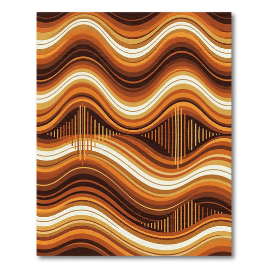 Retro Earth Tones Wavy Striped Art Rug