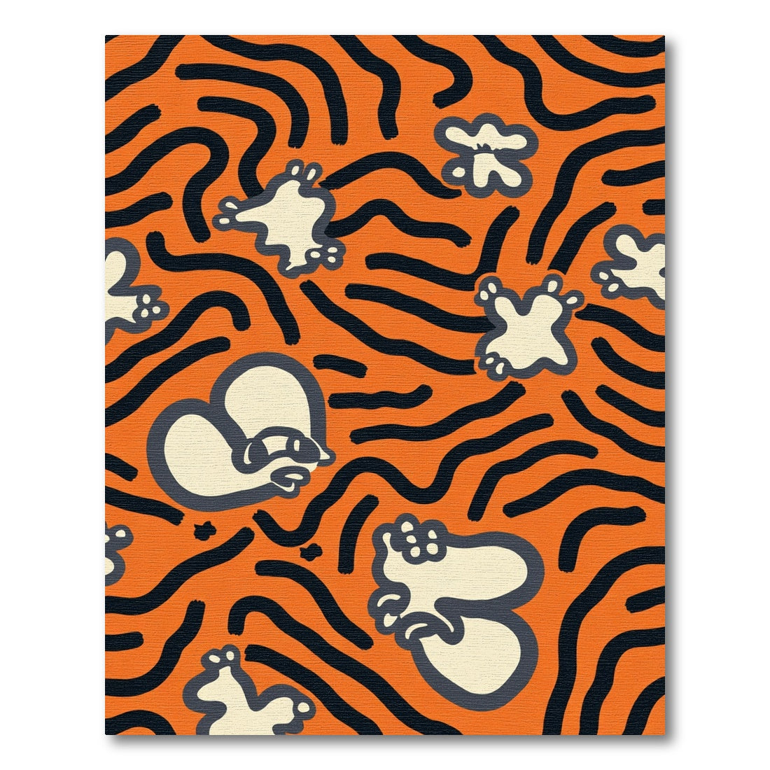 Orange Black Whimsical Character Swirl Rug