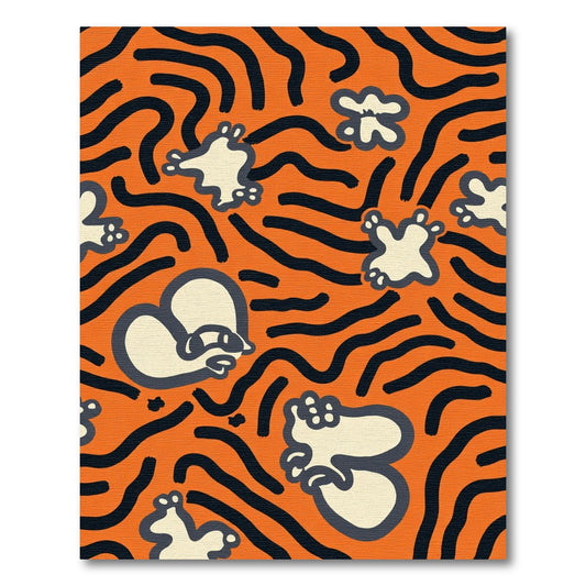 Orange Black Whimsical Character Swirl Rug