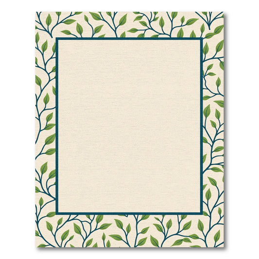 Forest Green Leaf Vine Border Rug