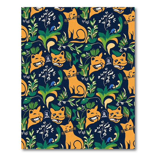 Playful Orange Cats Lush Foliage Rug