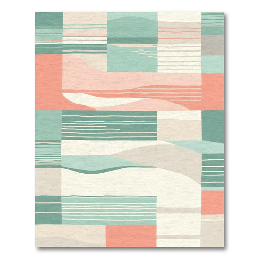 Abstract Coral Sage Landscape Blocks Rug