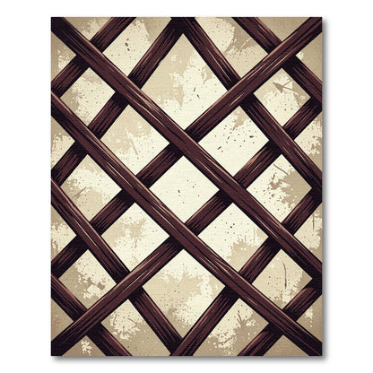 Distressed Brown Geometric Lattice Grid Rug