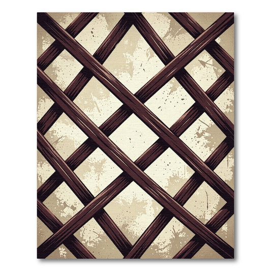 Distressed Brown Geometric Lattice Grid Rug