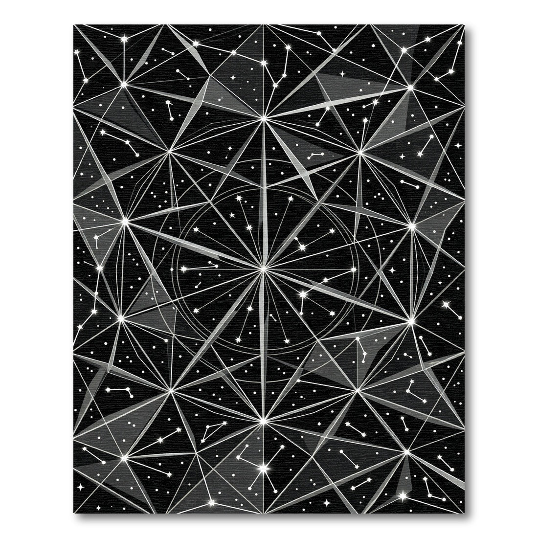 Monochrome Celestial Geometric Constellation Art Rug