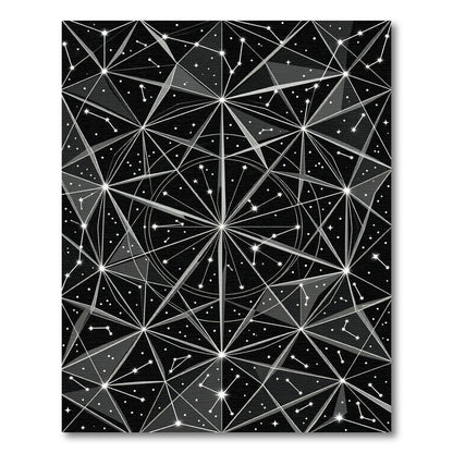Monochrome Celestial Geometric Constellation Art Rug