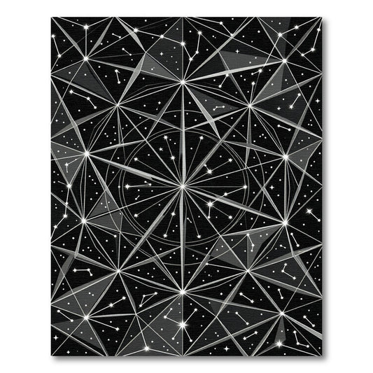 Monochrome Celestial Geometric Constellation Art Rug