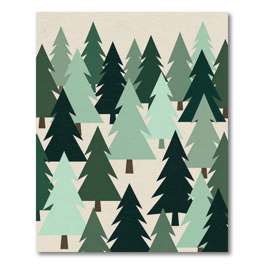 Modern Minimalist Sage Pine Forest Interior Rug