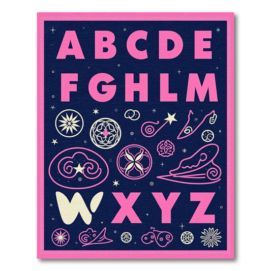 Cosmic Pink Alphabet Galaxy Rug