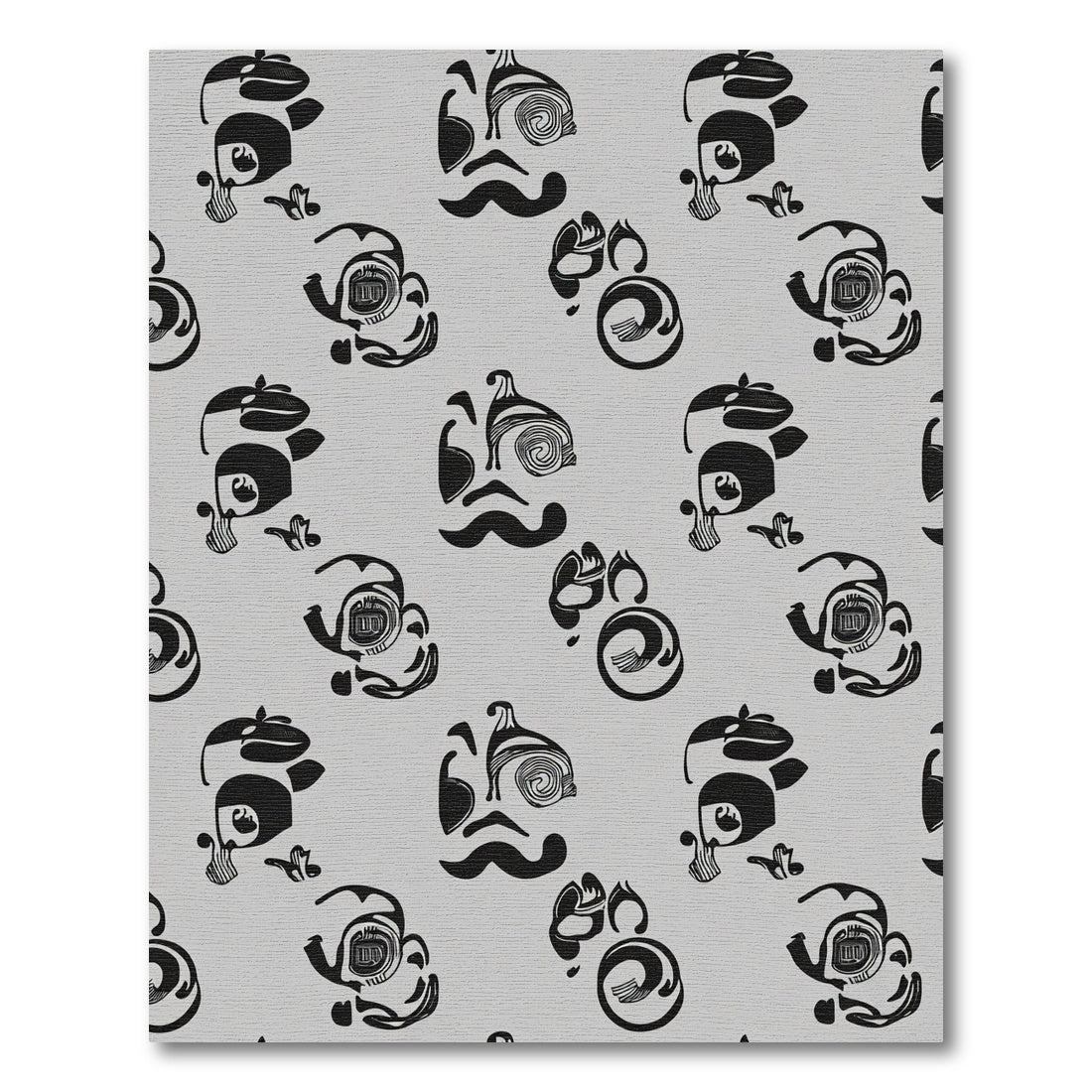 Black White Abstract Character Portrait Rug