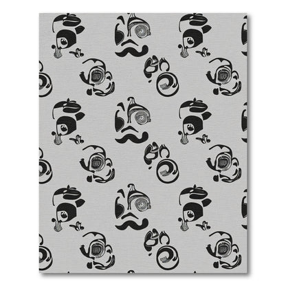 Black White Abstract Character Portrait Rug