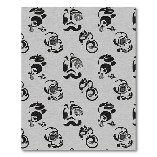 Black White Abstract Character Portrait Rug