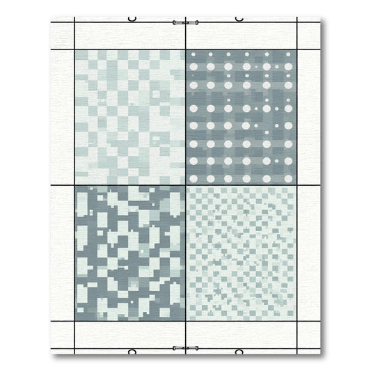 Geometric Ice Blue Pixelated Squares Rug