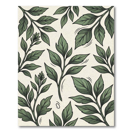 Botanical Lush Green Leaf Garden Rug