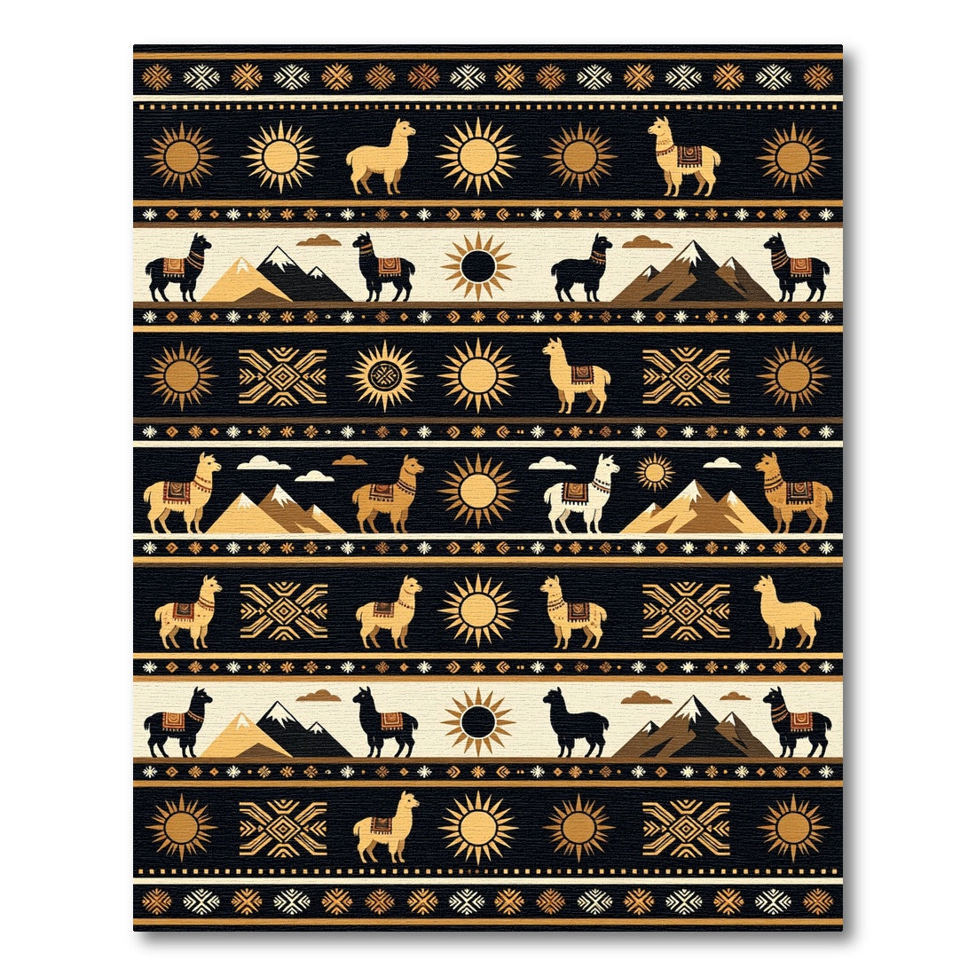 Golden Llama Sun Mountain Landscape Rug