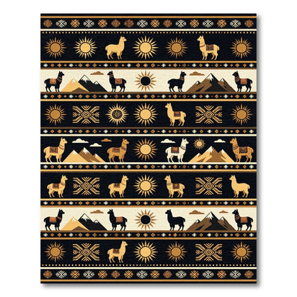 Golden Llama Sun Mountain Landscape Rug