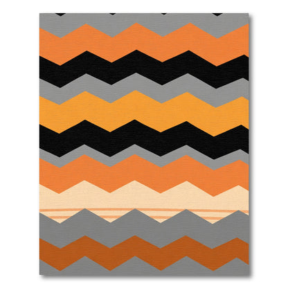Orange Black Gray Chevron Stripe Rug