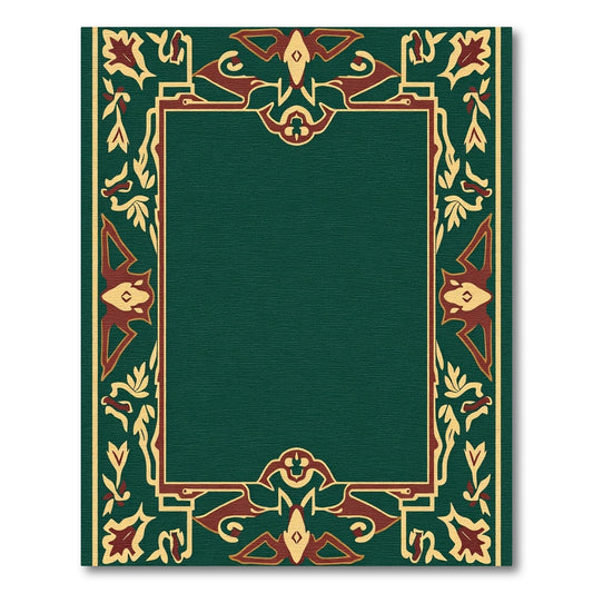 Deep Emerald with Crimson Gold Flair Rug