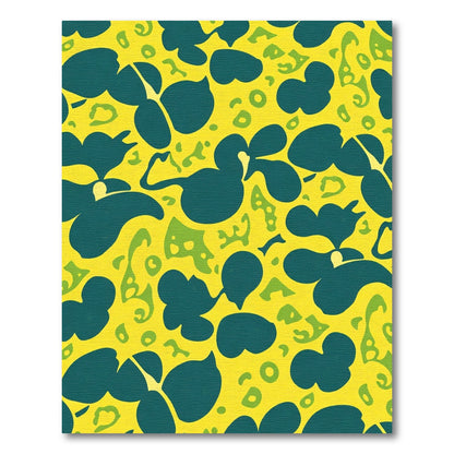 Yellow Teal Organic Abstract Shapes Rug