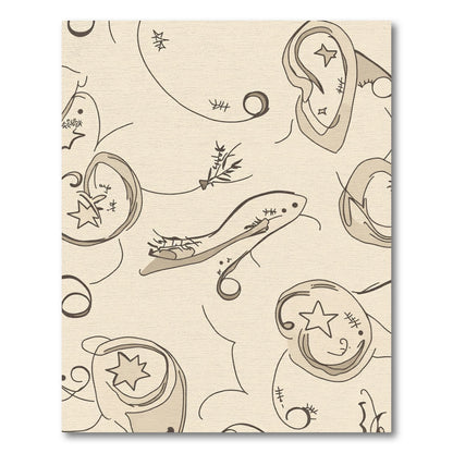 Whimsical Beige Sketchy Star Swirl Rug