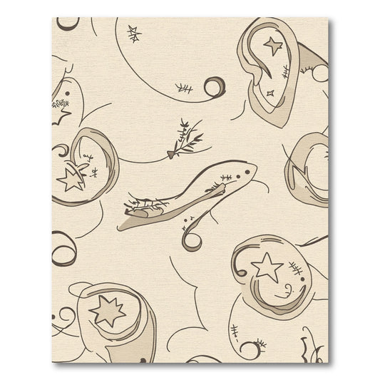 Whimsical Beige Sketchy Star Swirl Rug