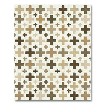 Geometric Cross Pattern Earth Tones Rug