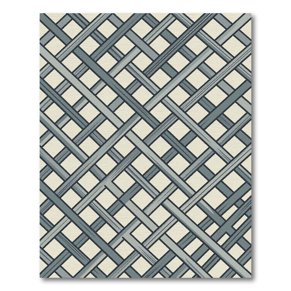 Slate Gray Interlocking Lattice Rug