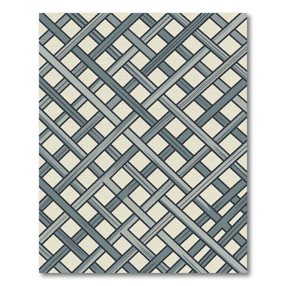 Slate Gray Interlocking Lattice Rug