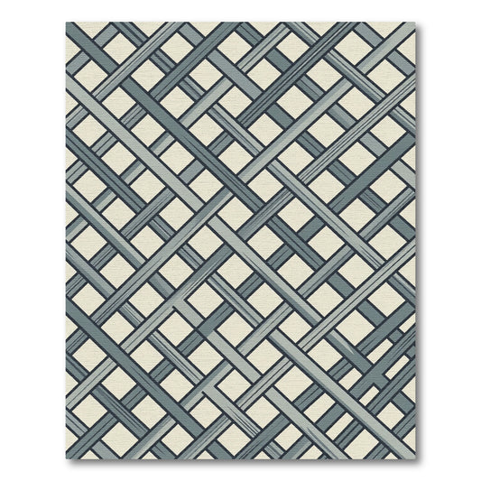 Slate Gray Interlocking Lattice Rug