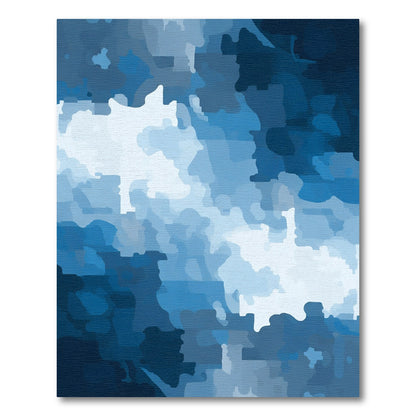Abstract Blue Camouflage Landscape Rug