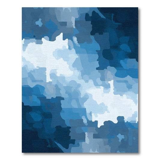 Abstract Blue Camouflage Landscape Rug