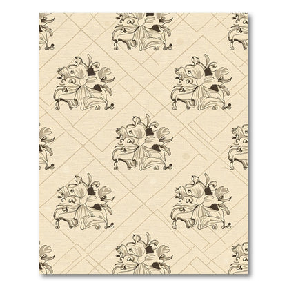 Light Beige Floral Swirl Deco Rug
