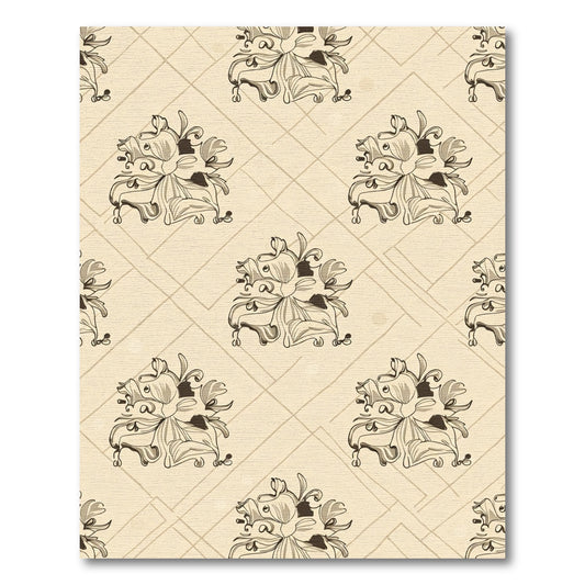 Light Beige Floral Swirl Deco Rug