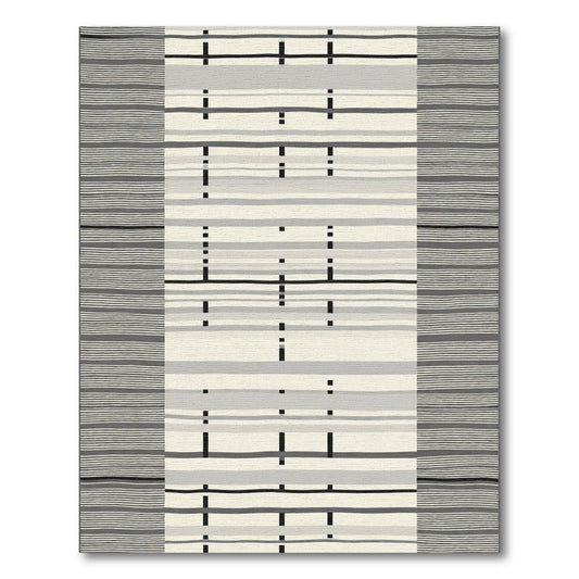Monochromatic Textured Stripe Composition Rug