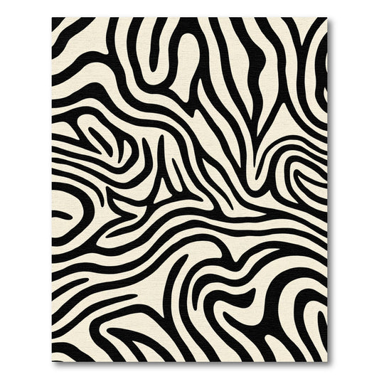 Bold Black Cream Swirl Stripe Rug