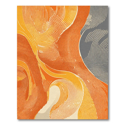 Abstract Orange Swirls Flowing Wave Rug