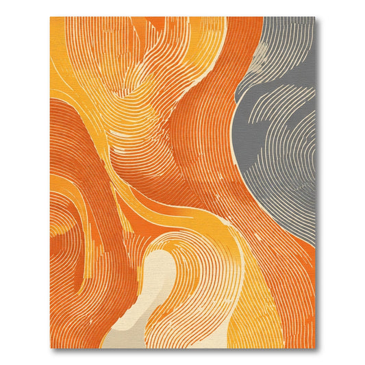 Abstract Orange Swirls Flowing Wave Rug