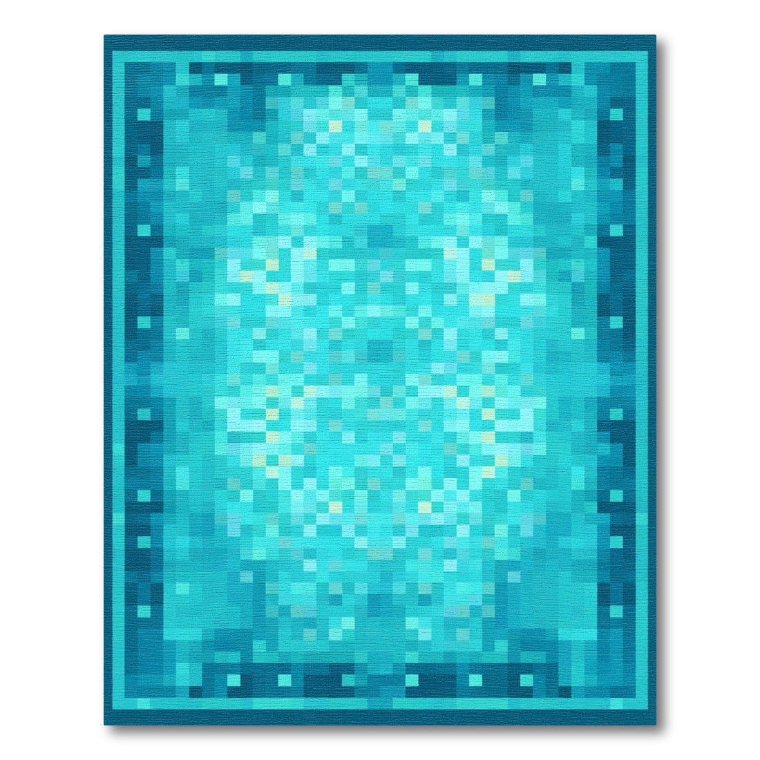 Aqua Blue Ocean Gradient Squares Rug