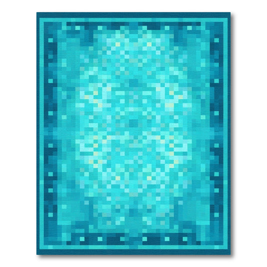 Aqua Blue Ocean Gradient Squares Rug