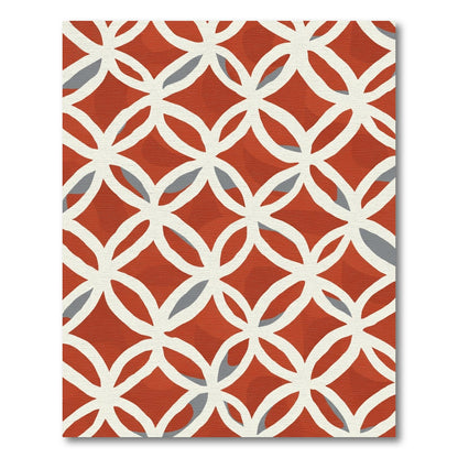 Reddish Orange Interlocking Circles Rug