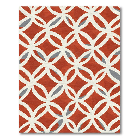 Reddish Orange Interlocking Circles Rug