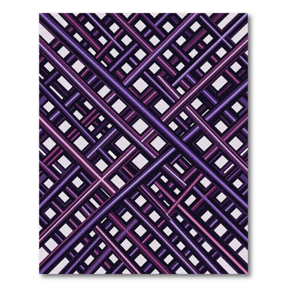 Modern Purple Geometric Lattice Grid Rug