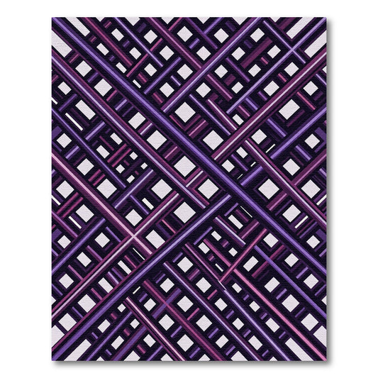 Modern Purple Geometric Lattice Grid Rug