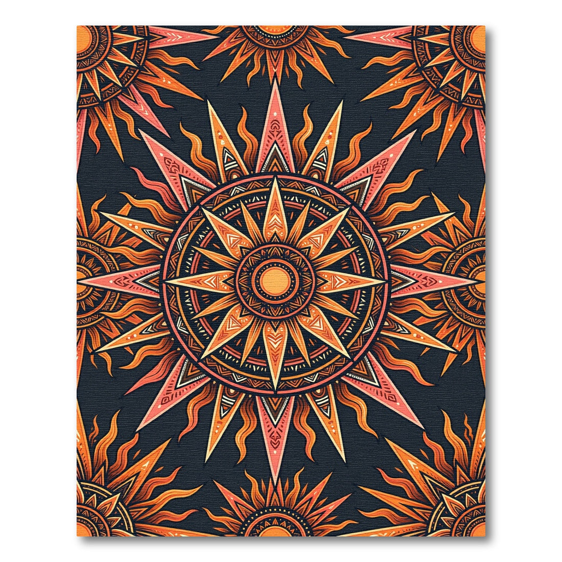 Orange Sunburst Mandala Radiance Rug