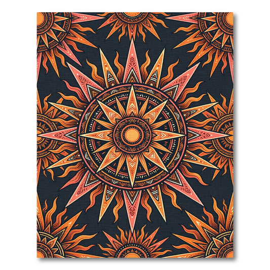 Orange Sunburst Mandala Radiance Rug