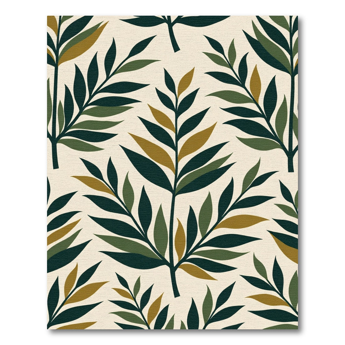 Vintage Green Leafy Branch Composition Rug