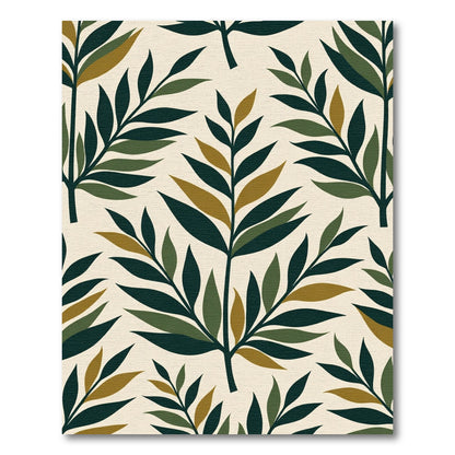 Vintage Green Leafy Branch Composition Rug