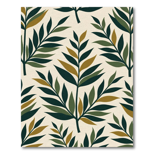 Vintage Green Leafy Branch Composition Rug