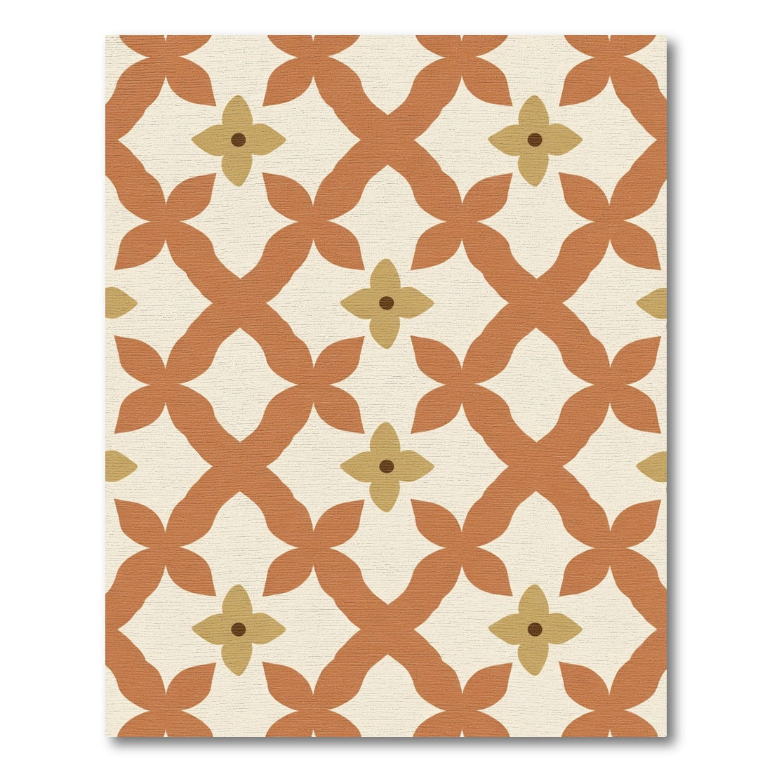 Terracotta Lattice Floral Inlay Rug